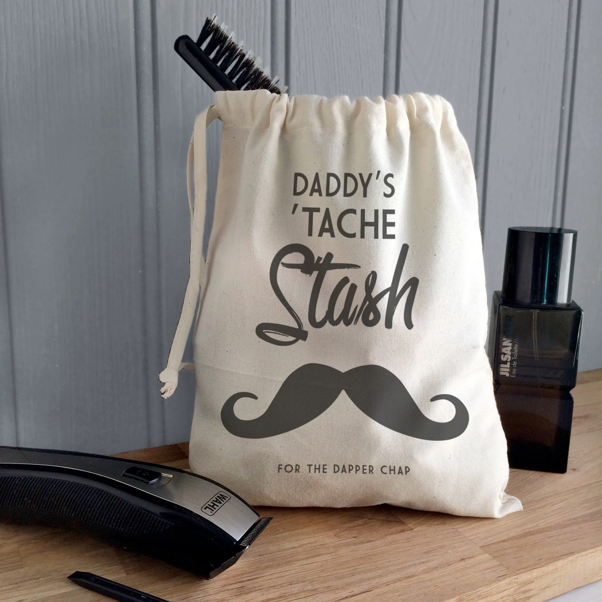 Men's Personalised ''Tache Stash' Canvas Bag