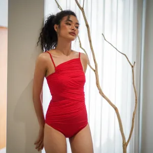 Mesh Drape One-piece - RED