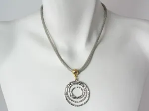 Mesh Necklace with Hammered Circles Drop