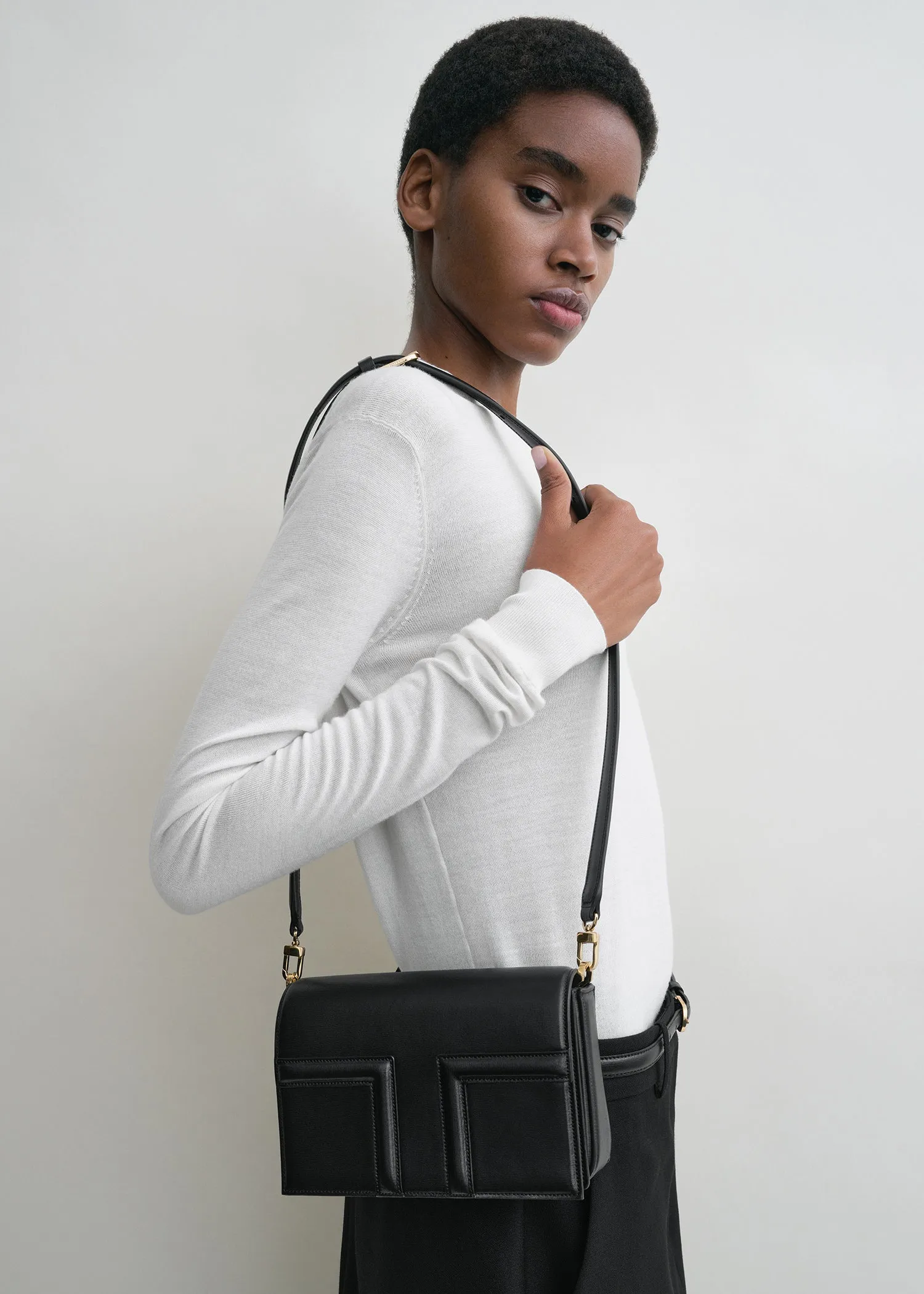 Mini T-Flap leather bag black
