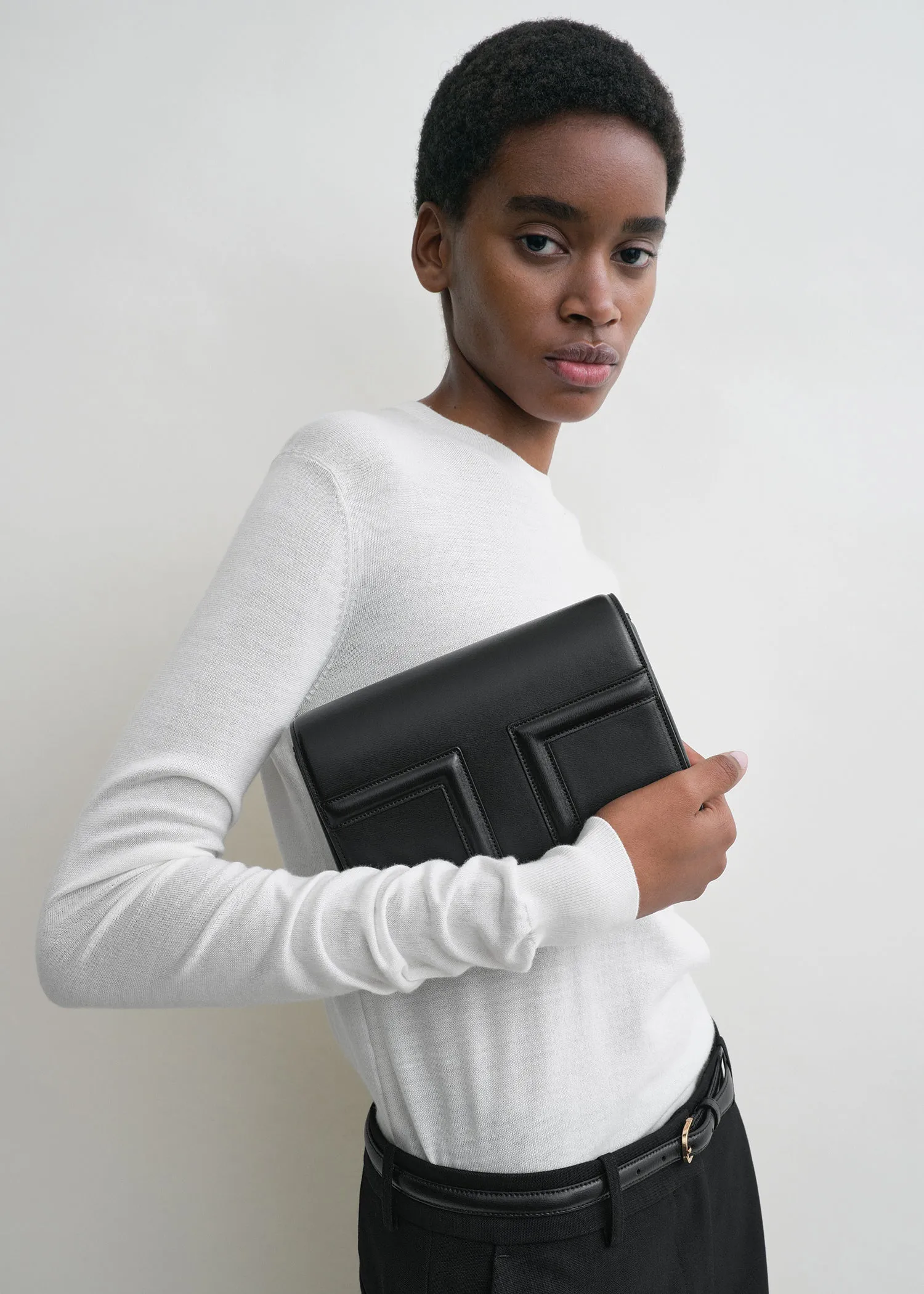 Mini T-Flap leather bag black