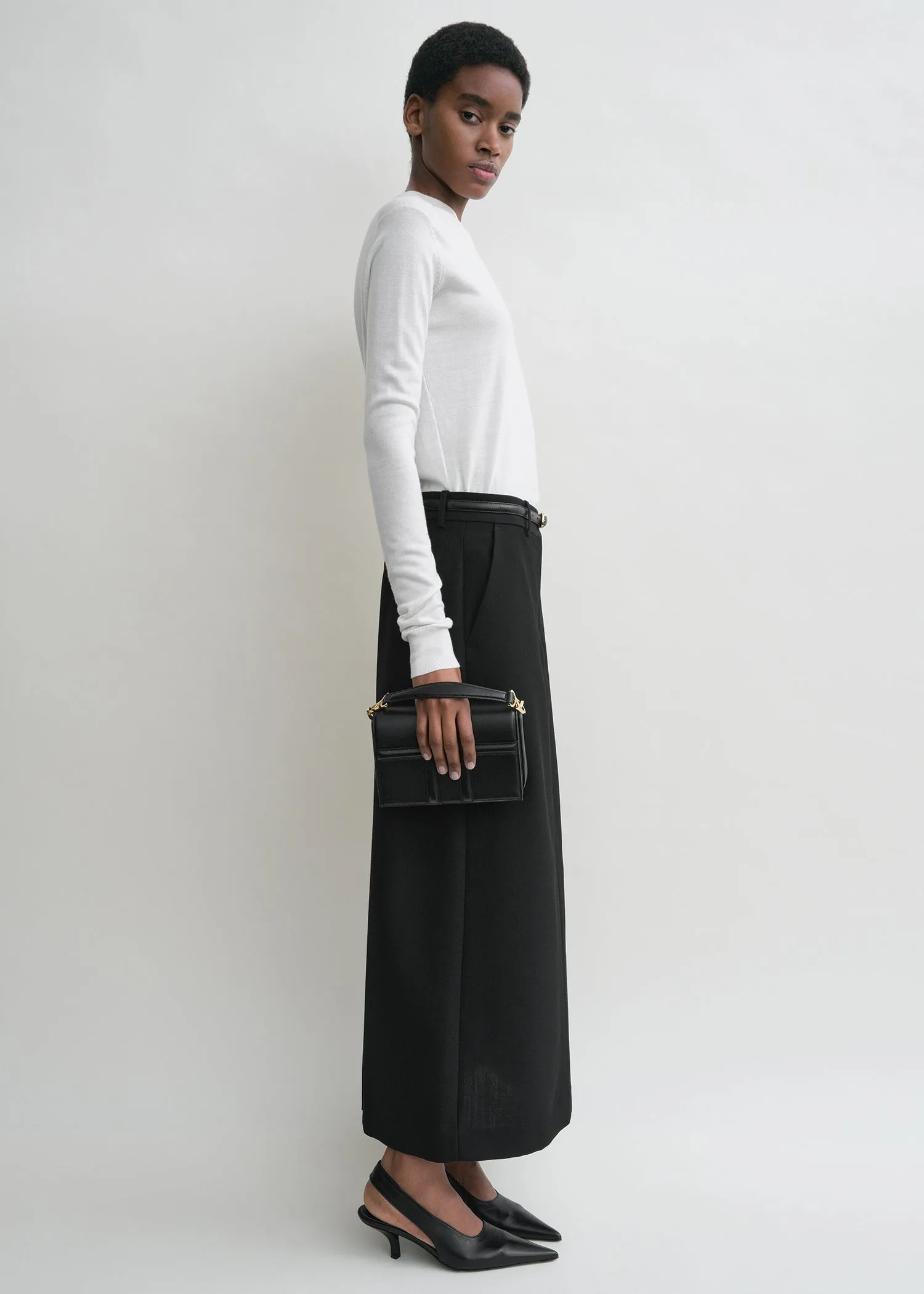 Mini T-Flap leather bag black