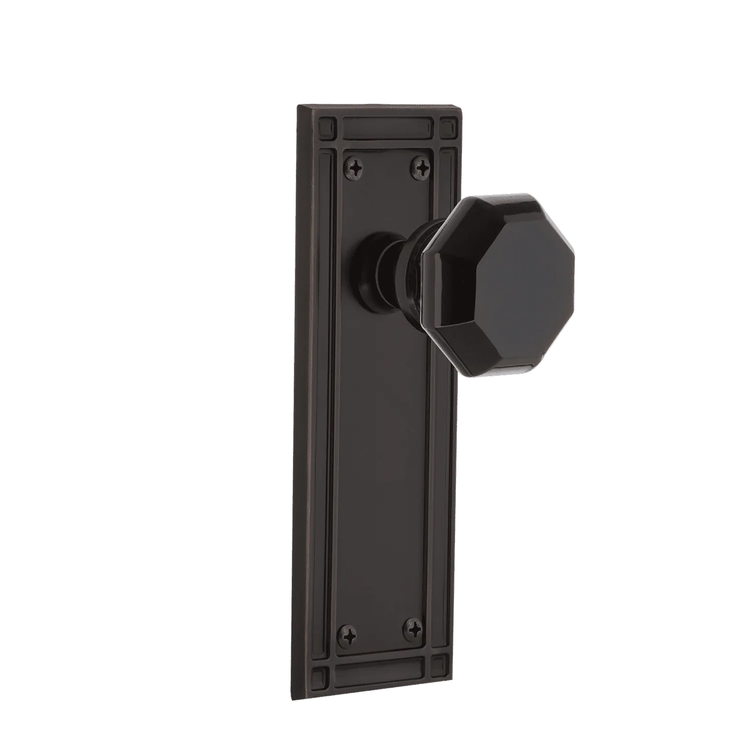 Mission Long Plate with Black Waldorf Knob in Timeless Bronze
