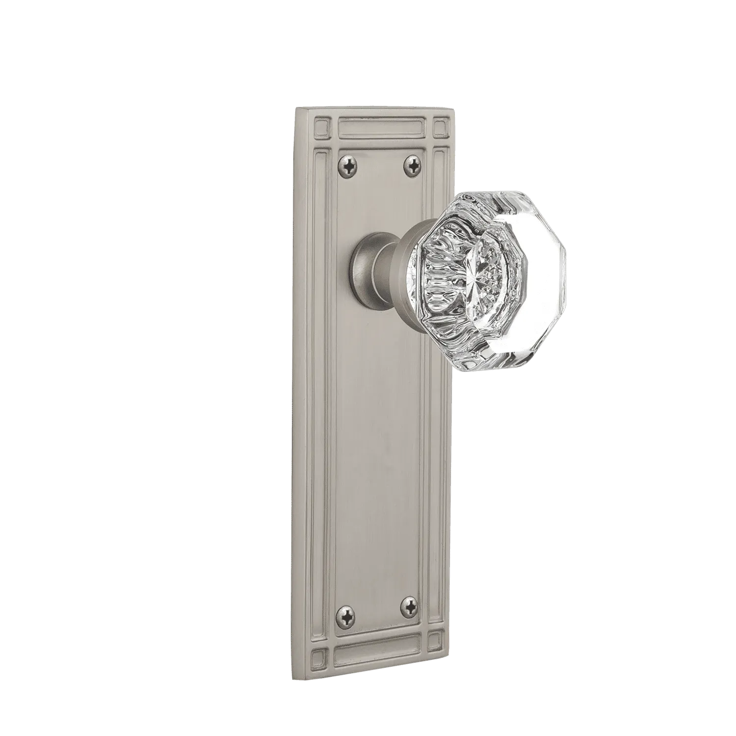 Mission Long Plate with Waldorf Knob in Satin Nickel