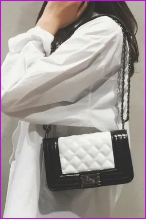 Mixed Color Chain PU Cross Body Bag