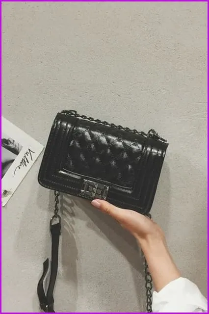 Mixed Color Chain PU Cross Body Bag