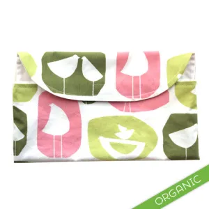 Mod Birds Pink Diaper Clutch - ORGANIC
