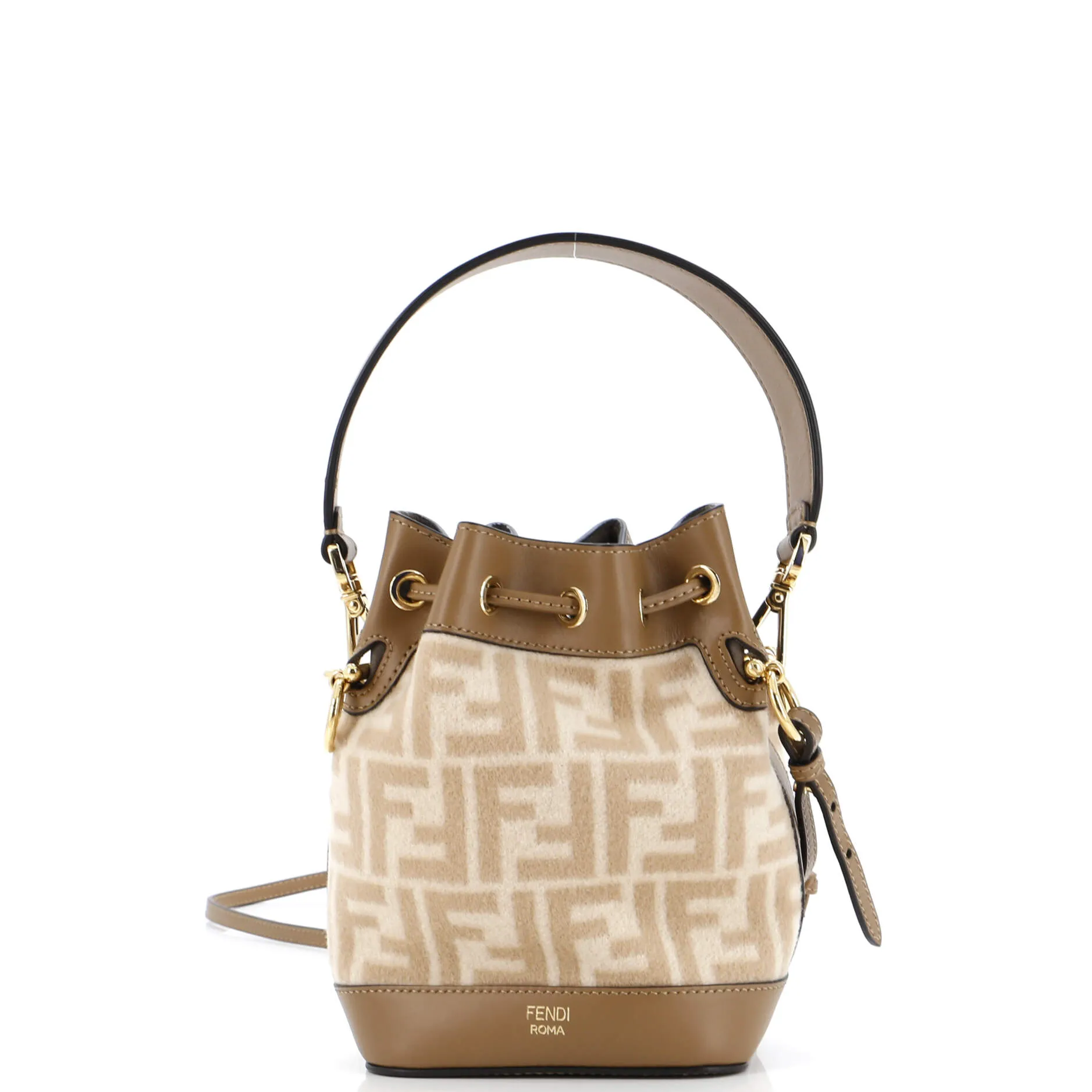Mon Tresor Bucket Bag Zucca Wool with Leather Mini