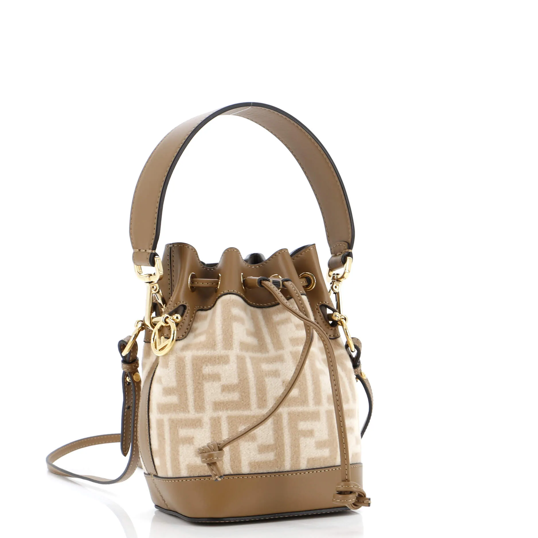 Mon Tresor Bucket Bag Zucca Wool with Leather Mini