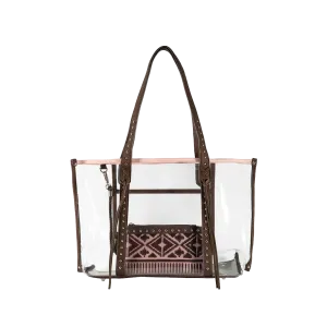 Montana West Ladies Aztec Collection Coffee Clear Tote Bag MW1122-8317CF