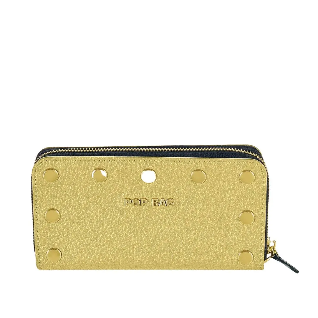 Mustard Interchangeable Italian Pebbled Leather Wallet