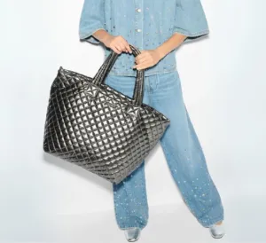 MZ Wallace - Large Metro Tote Deluxe in Pewter Metallic