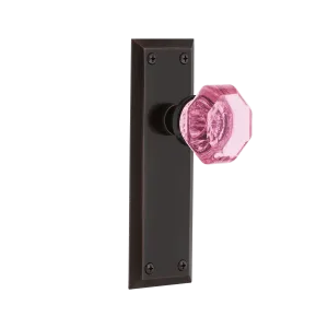 New York Long Plate with Pink Waldorf Knob in Timeless Bronze