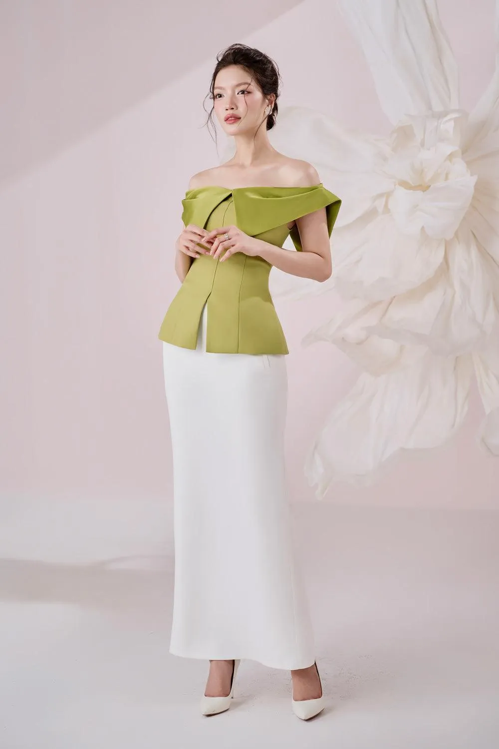 Oasis Slit Off-Shoulder Twill Top