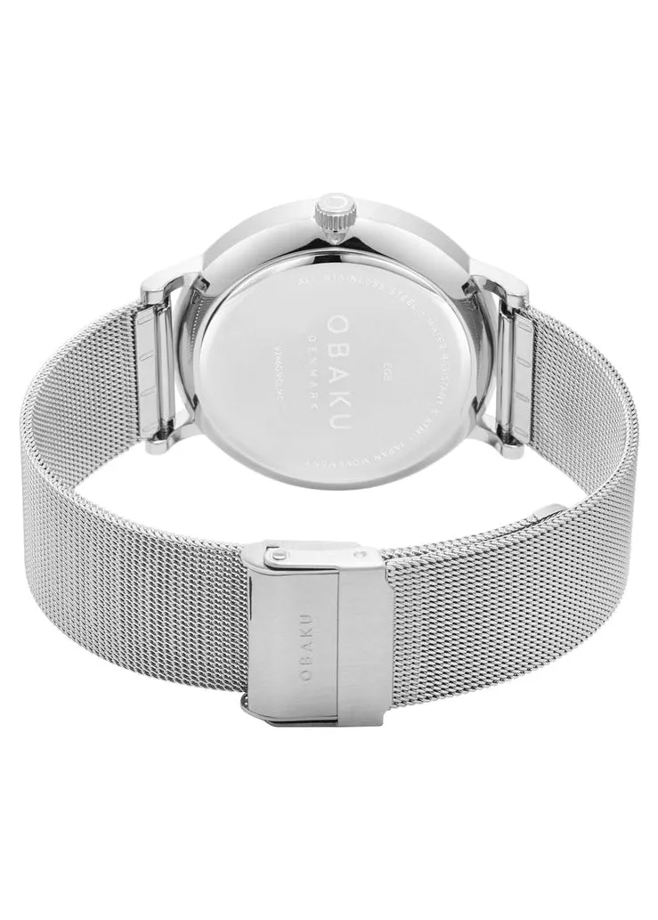 OBAKU EGE-CYAN STAINLESS STEEL MESH BRACELET BLUE DIAL V246GMCLMC