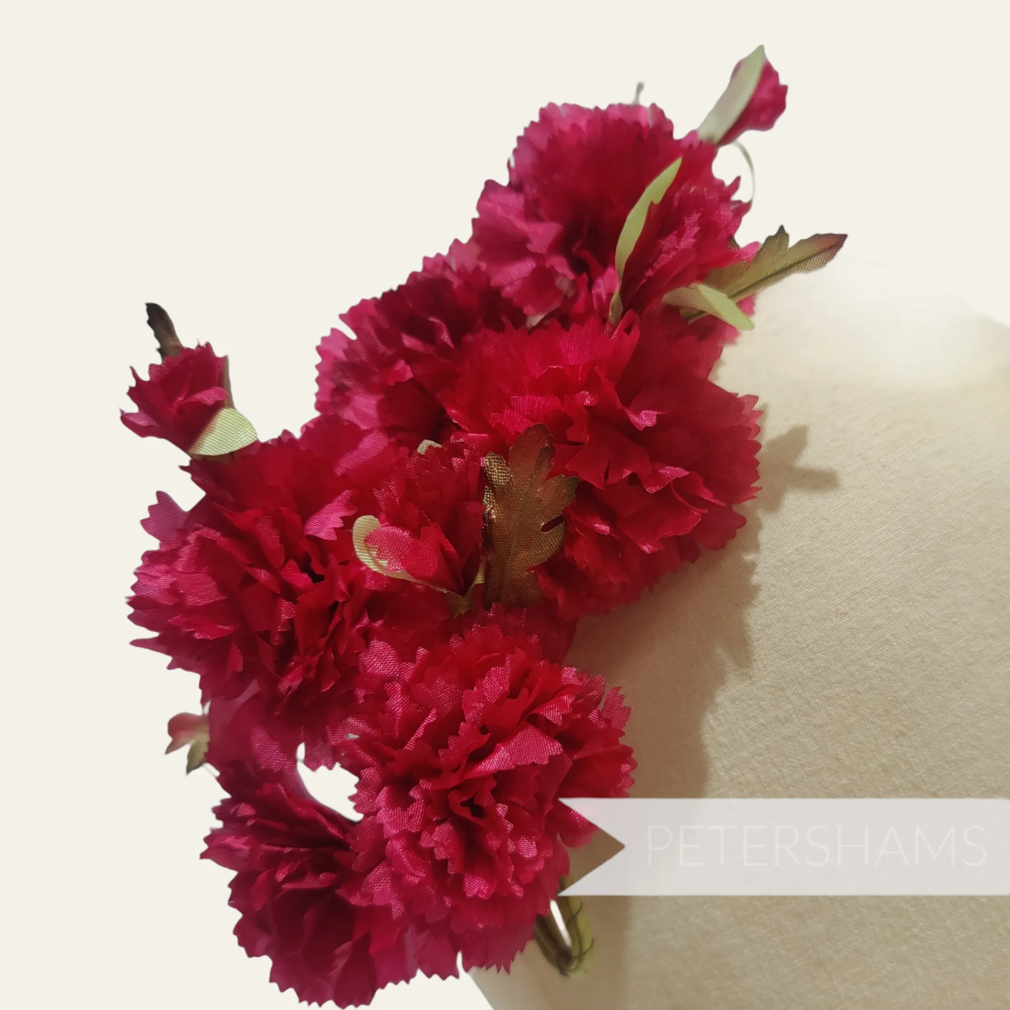 'Paloma' Vintage 1960s Silk Carnation Flower Wired Hat Mount