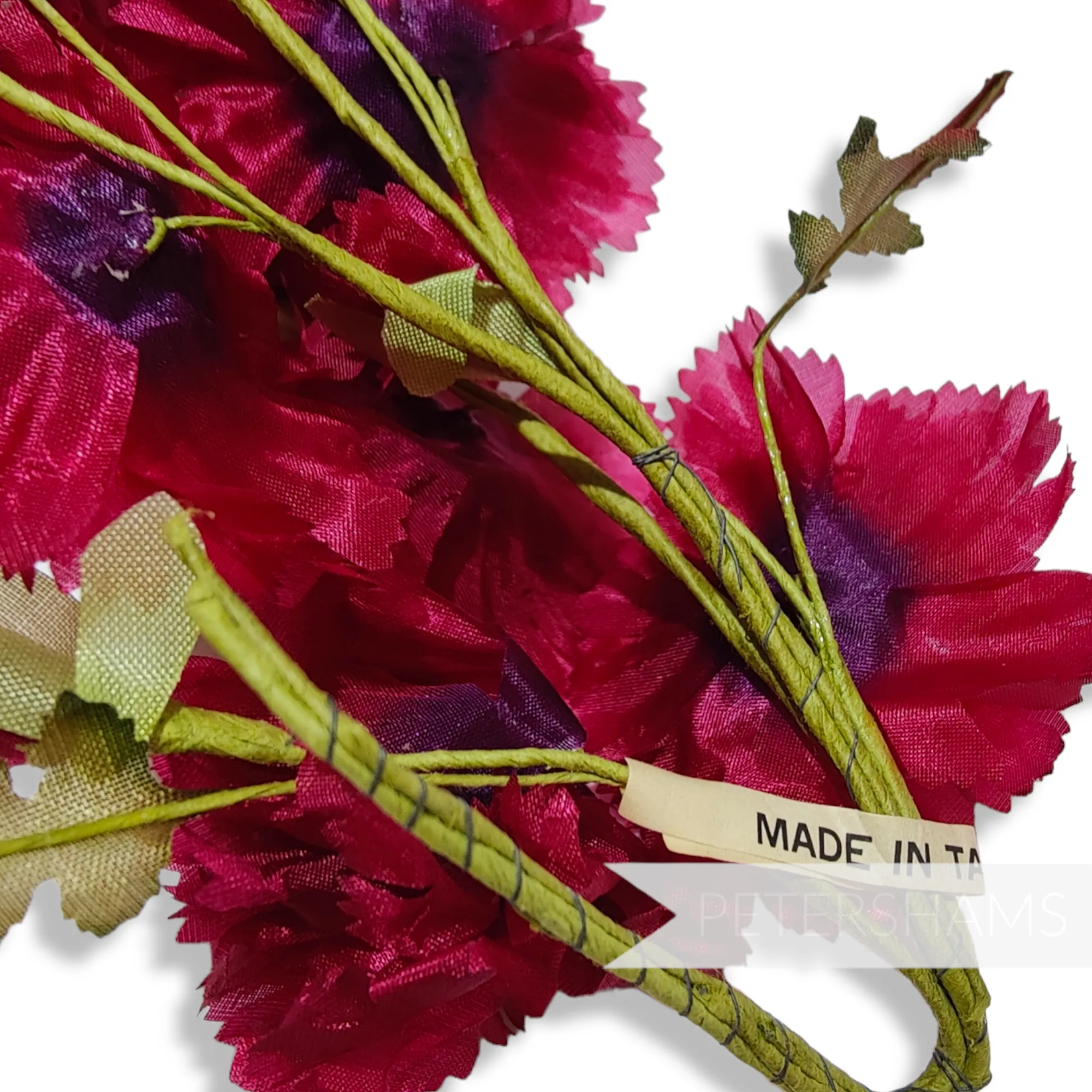 'Paloma' Vintage 1960s Silk Carnation Flower Wired Hat Mount