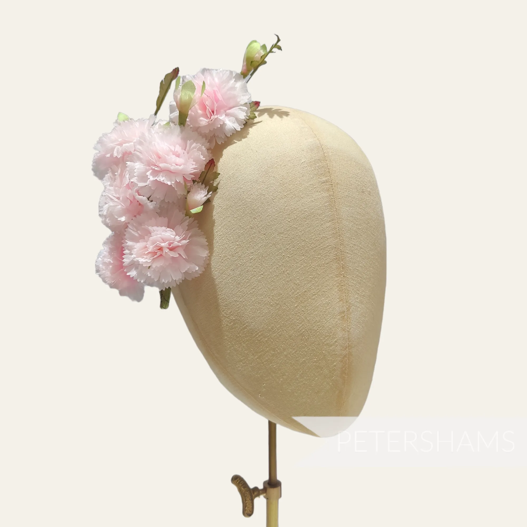 'Paloma' Vintage 1960s Silk Carnation Flower Wired Hat Mount