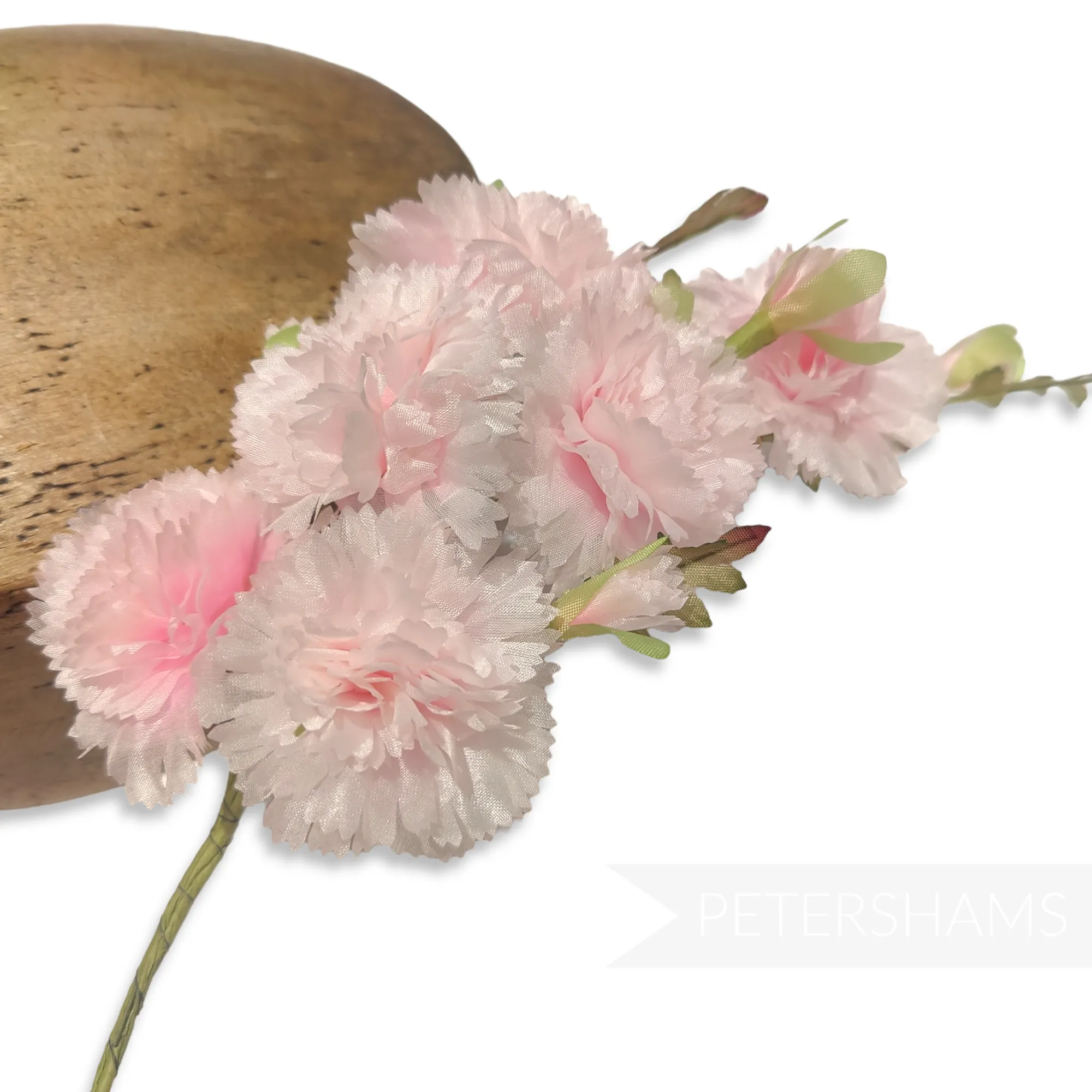 'Paloma' Vintage 1960s Silk Carnation Flower Wired Hat Mount