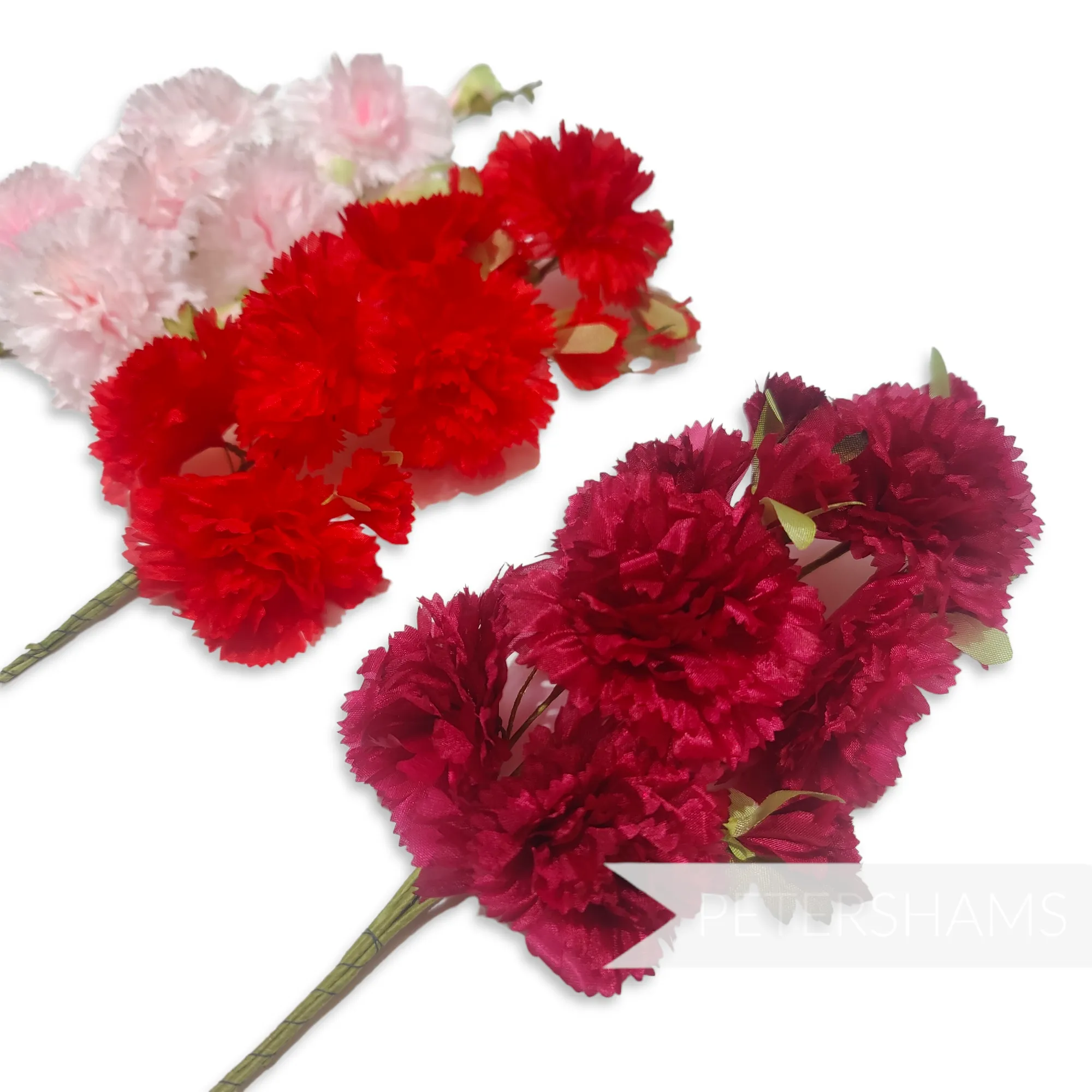 'Paloma' Vintage 1960s Silk Carnation Flower Wired Hat Mount