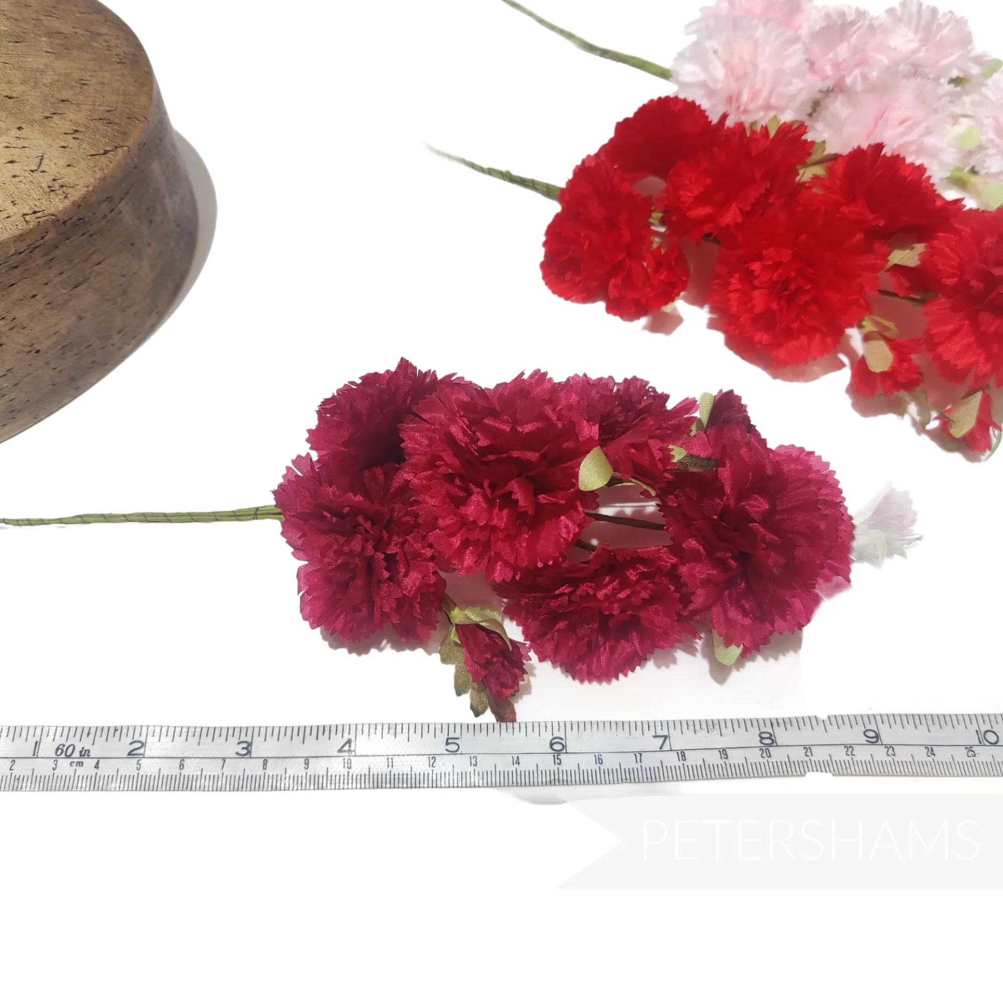 'Paloma' Vintage 1960s Silk Carnation Flower Wired Hat Mount