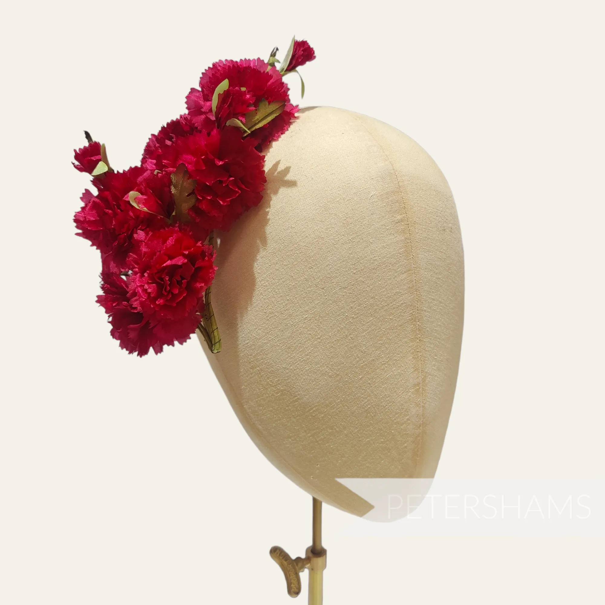 'Paloma' Vintage 1960s Silk Carnation Flower Wired Hat Mount