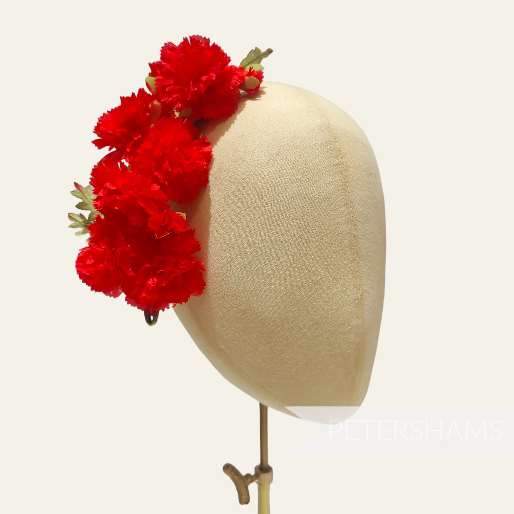 'Paloma' Vintage 1960s Silk Carnation Flower Wired Hat Mount