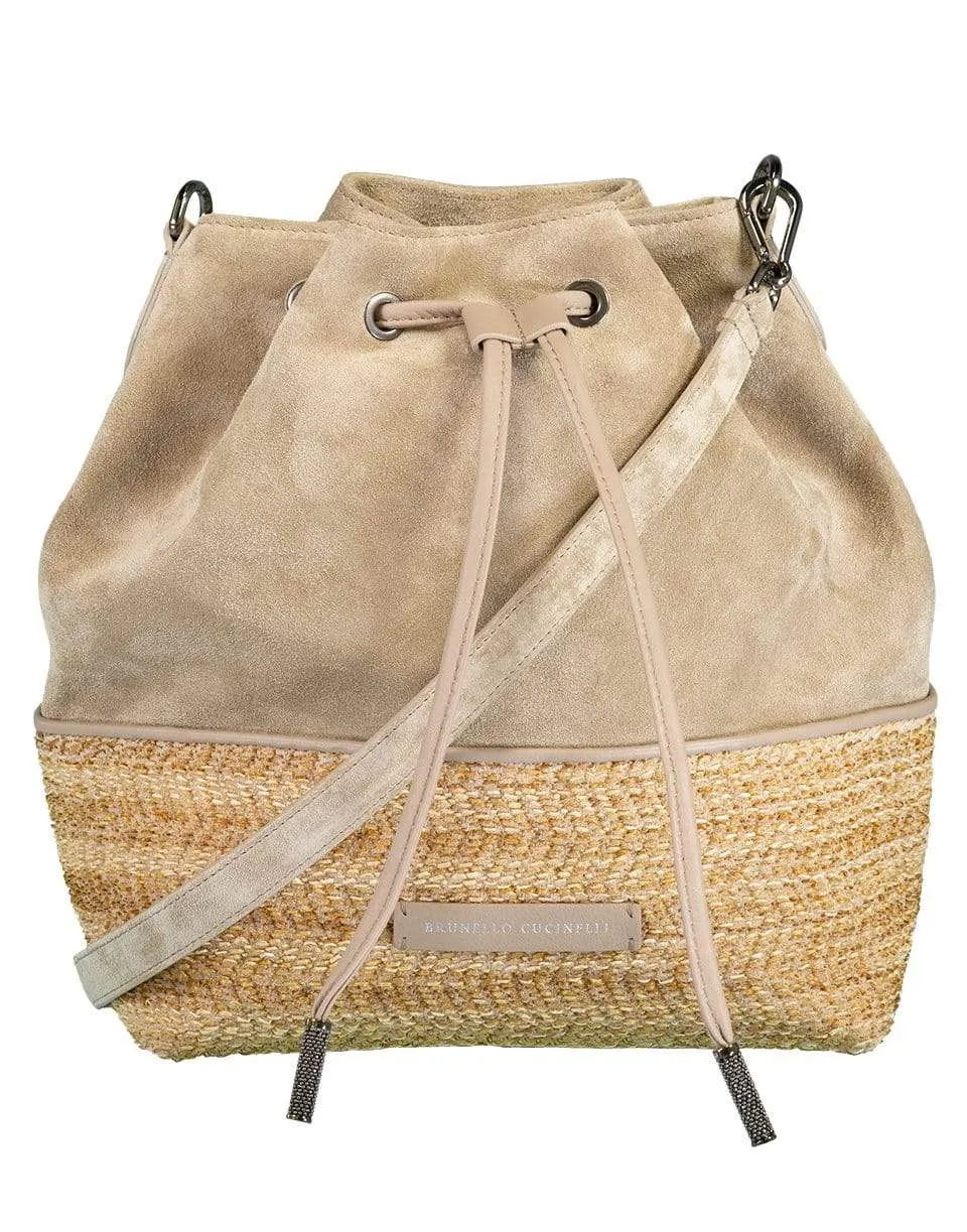 Panelled Drawstring Bucket Bag