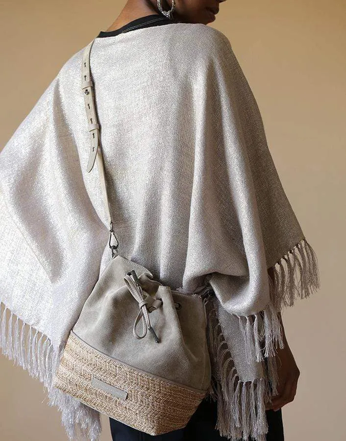 Panelled Drawstring Bucket Bag