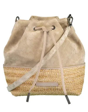 Panelled Drawstring Bucket Bag