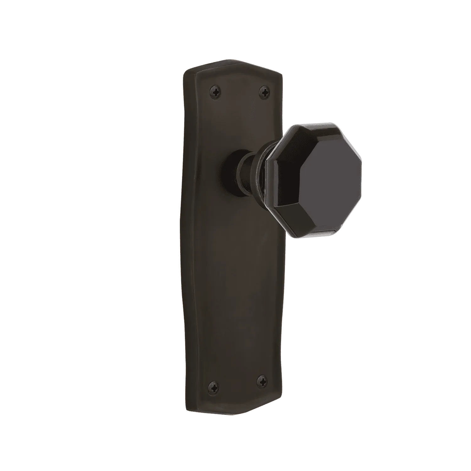 Prairie Long Plate with Black Waldorf Knob in Oil-Rubbed Bronze
