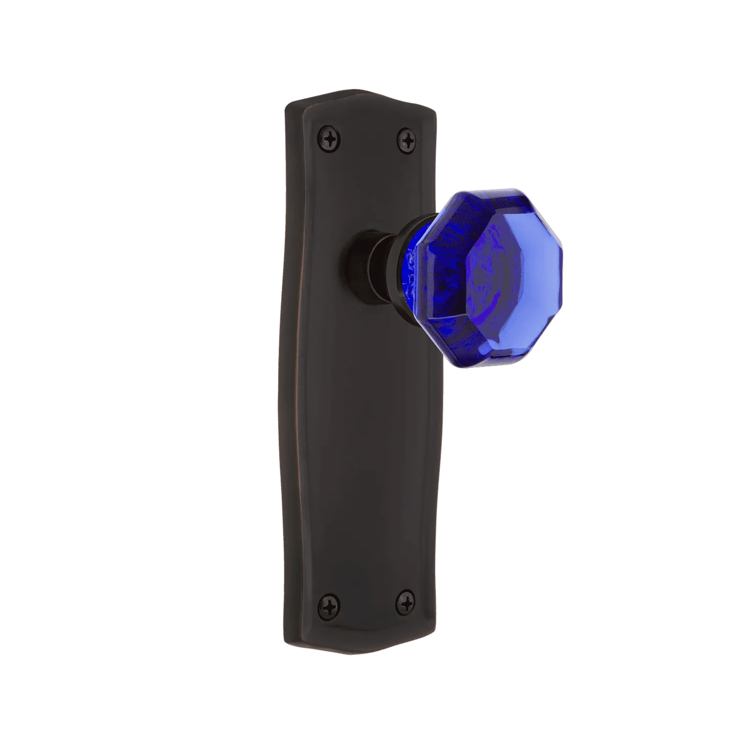Prairie Long Plate with Cobalt Waldorf Knob in Timeless Bronze