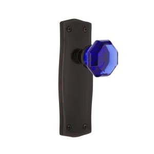 Prairie Long Plate with Cobalt Waldorf Knob in Timeless Bronze