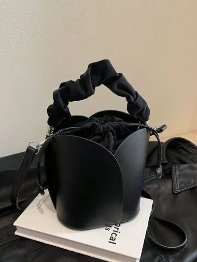 PU Leather Drawstring Bucket Bag