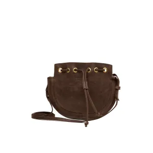 Pull-up Leather Bucket Crossbody Plain