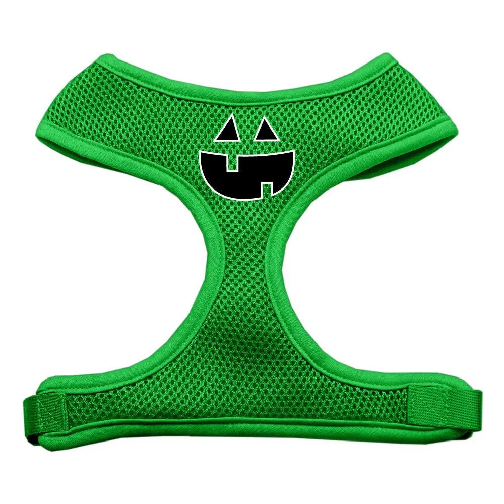 Pumpkin Face Design Soft Mesh Harnesses Emerald Green Large