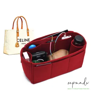 Purse Organizer Insert for Celine Horizontal Cabas, Bag Organizer with Single Bottle Holder and Exterior Pockets