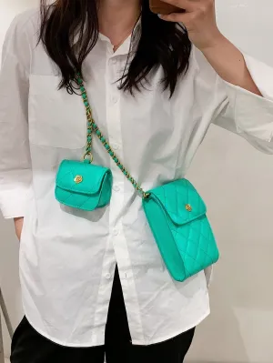 Quilted Flap Crossbody Bag With Purse