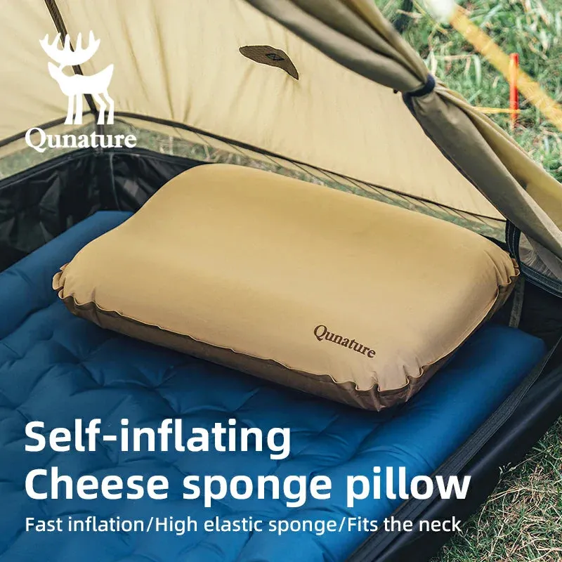 Qunature Self-Inflating Cheese Sponge Pillow with 3D High Elastic Support