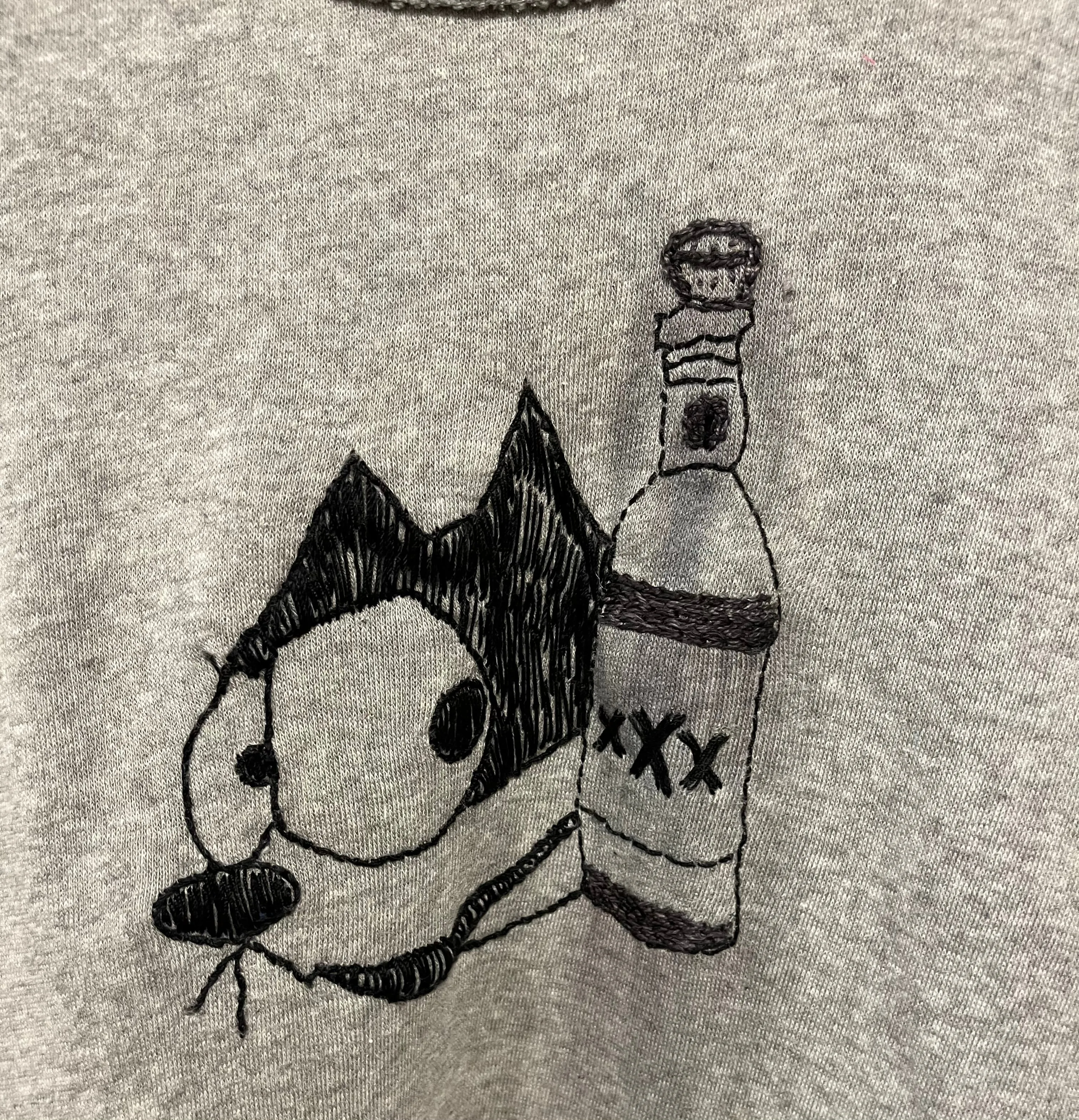 "Vintage Felix" Hand Embroidered Crew Neck Sweatshirt