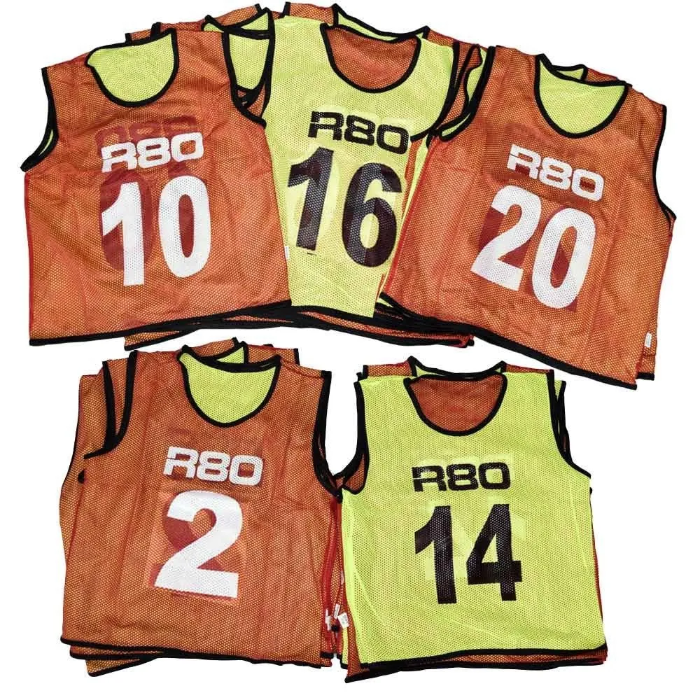 Red and Yellow Training Bibs Set for Squad Numbering and Warm-Ups