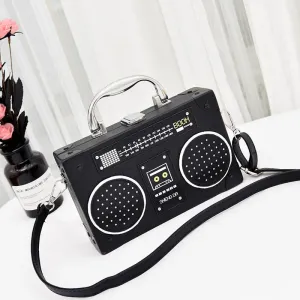 Retro Radio Box PU Leather Hard Shell Handbag – Vintage Vibes with Modern Elegance