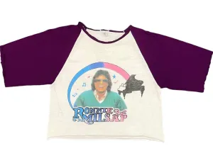 Ronnie Milsap Womens Vintage Crop Top Tee 3/4 Sleeve 80’s