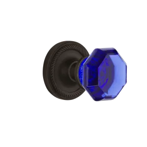 Rope Rosette with Cobalt Waldorf Knob in Oil-Rubbed Bronze
