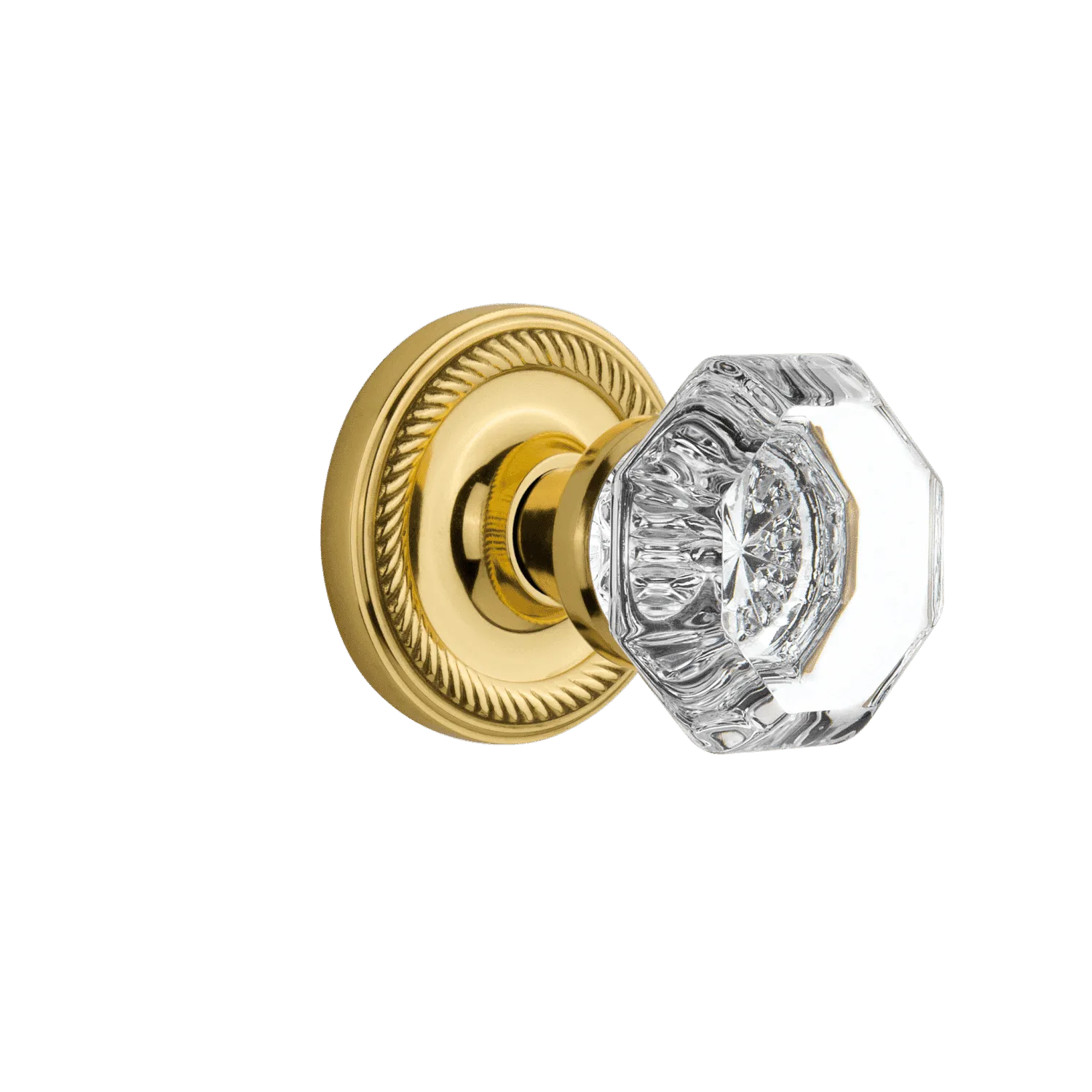Rope Rosette with Waldorf Knob in Unlacquered Brass