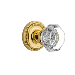 Rope Rosette with Waldorf Knob in Unlacquered Brass