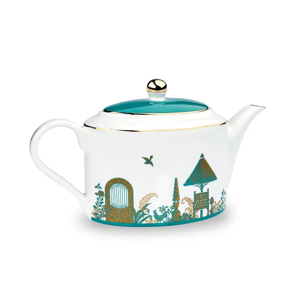 Royal Gardens Fine Bone China Oval Teapot