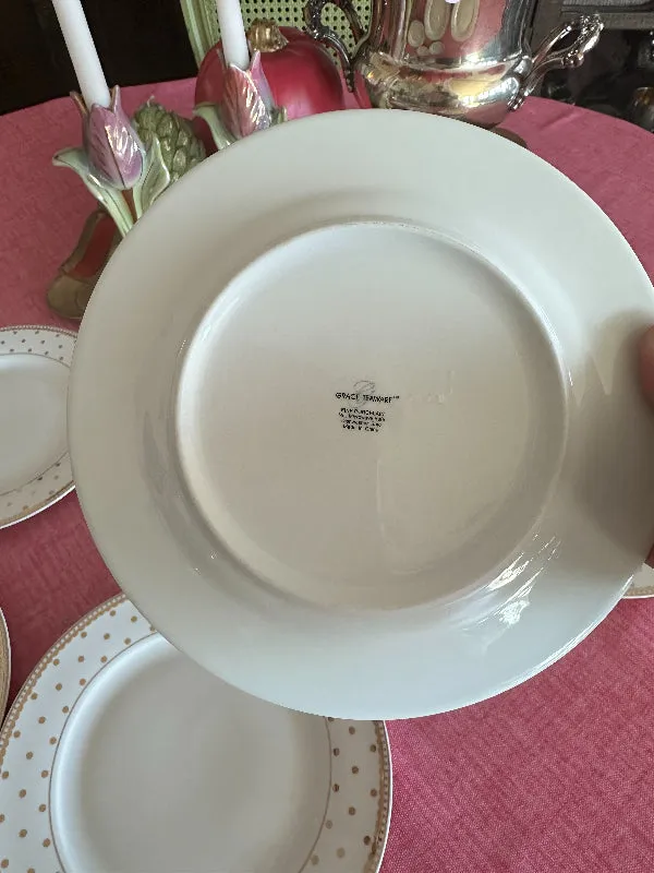 Salad Plates, Gold Dot on Cream Background, Set of 6