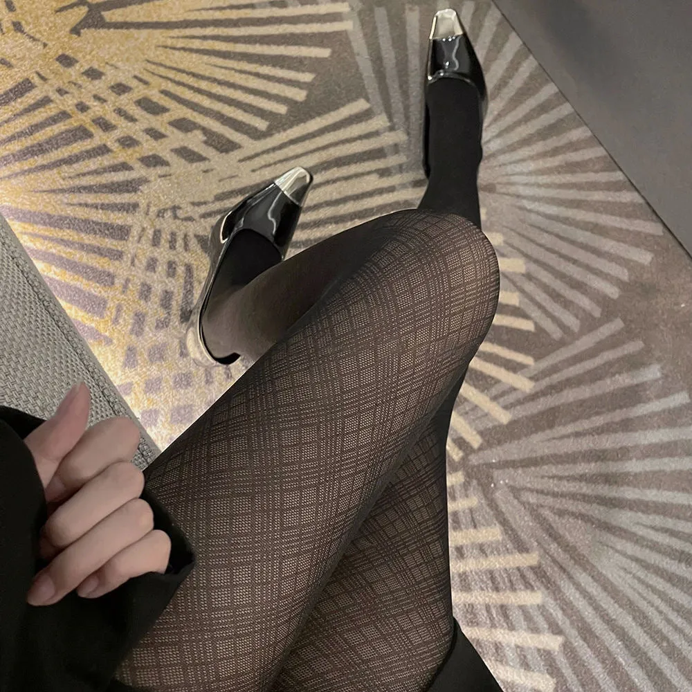 Sexy Black Houndstooth Stockings Pantyhose For Women