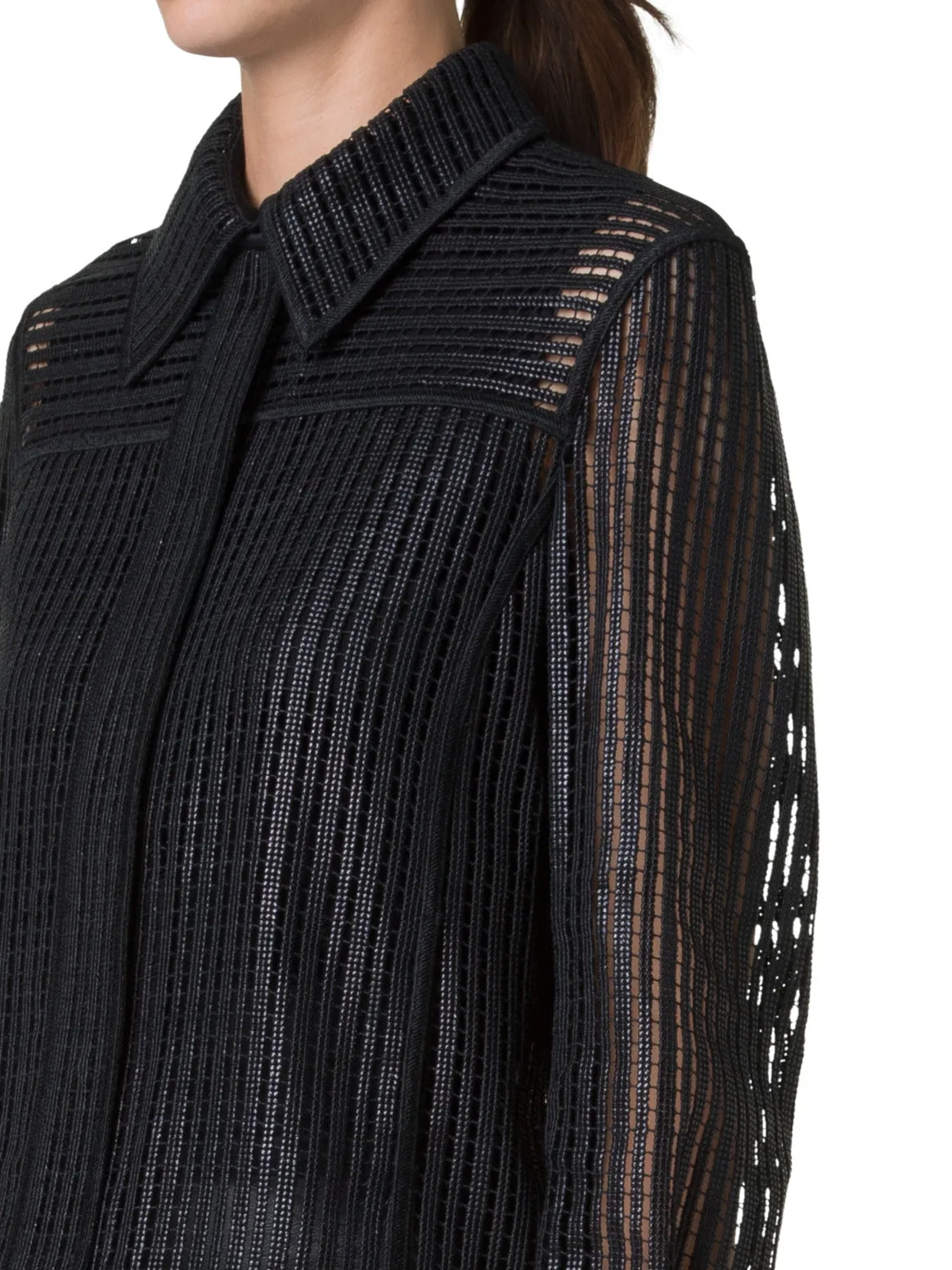 Shirt Jacket with Stripes Embroidery